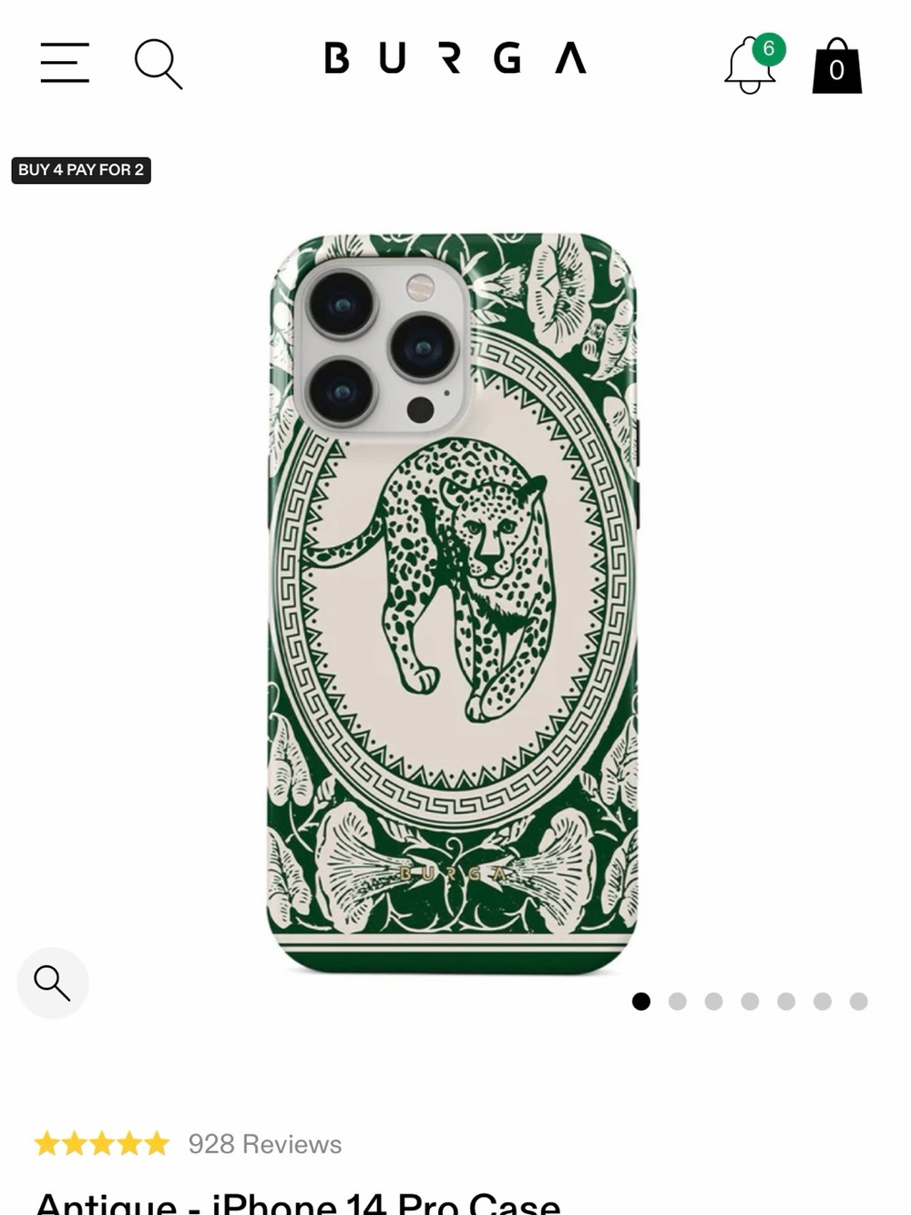 Burga Green & Cream Leopard Antique iPhone 14 Pro Case